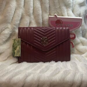 Badgley Mischka Quilted Burgundy Clutch